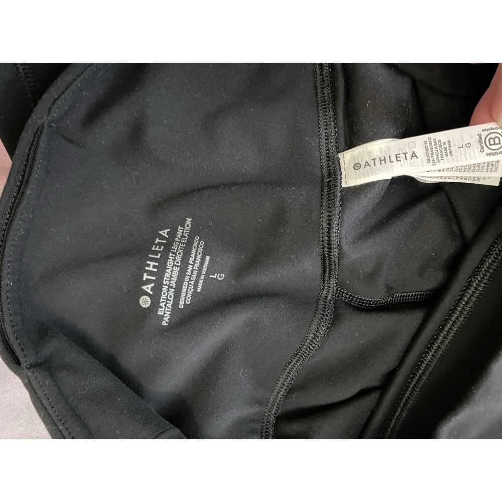 Athleta Elation Straight Leg Pants Women's Size L High Rise Yoga Black Gym - Picture 5 of 5